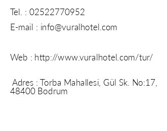 Vural Hotel Torba iletiim bilgileri